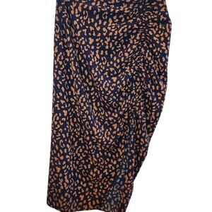 Lucy Paris Cheetah Print Ruched Asymmetrical Skirt Size Small